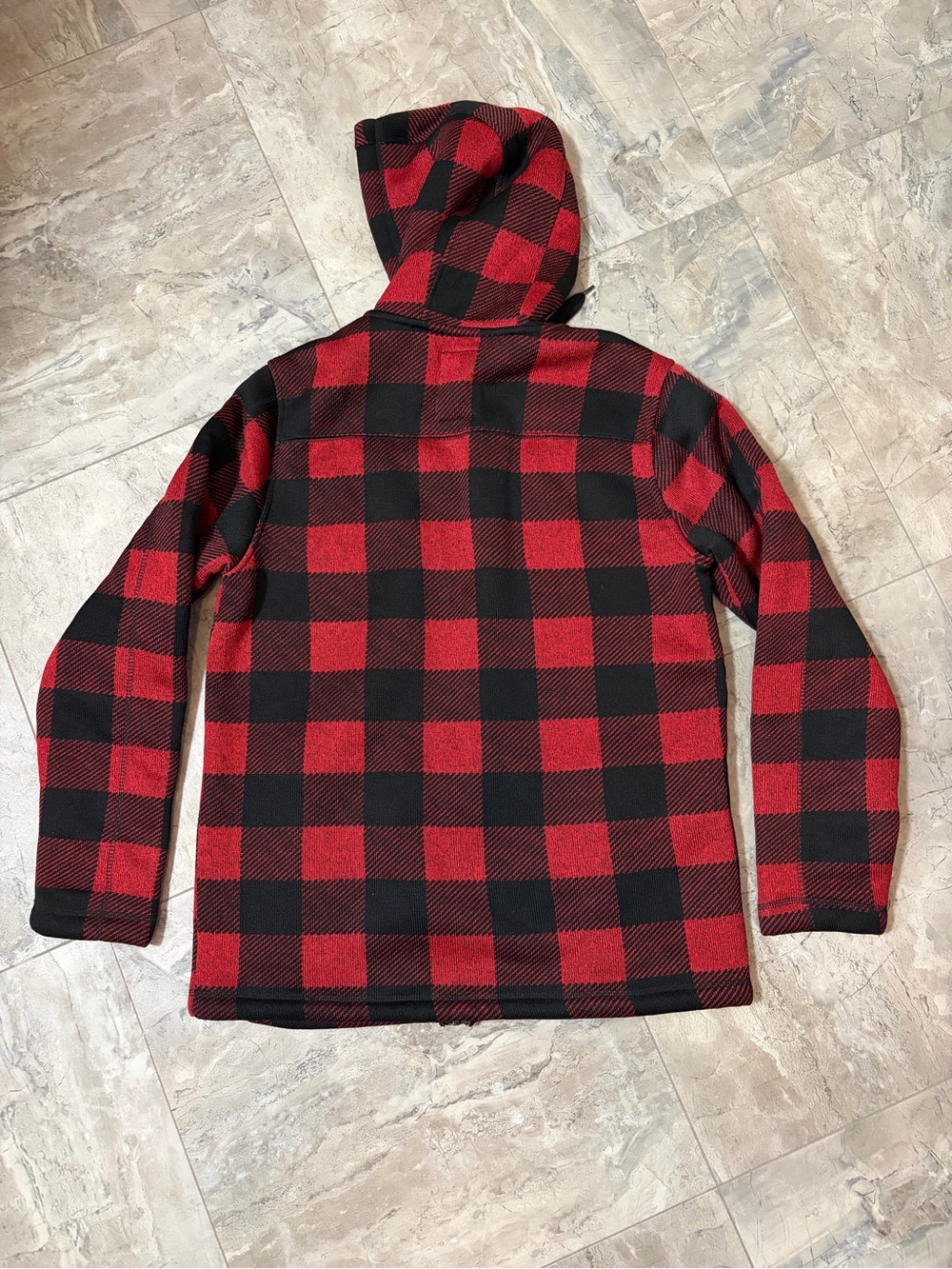 urban pipeline Red and Black Plaid Zip-Up Hooded Sweater